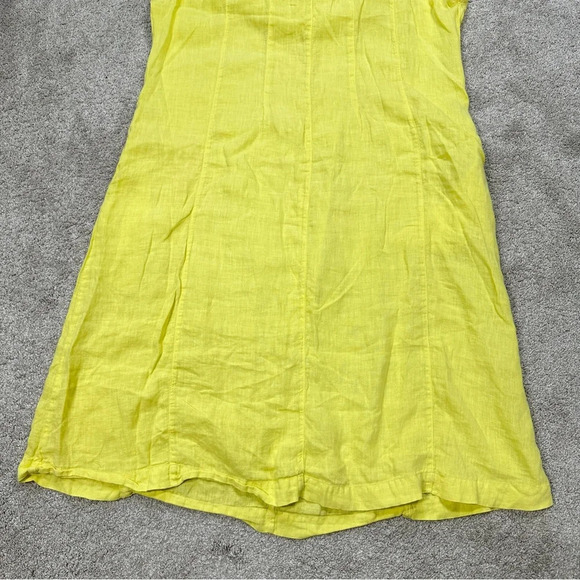 Sahara 100% Pure Linen Sleeveless Midi Dress Pintuck Beachy in Yellow Size M - Picture 4 of 15